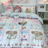 Tineit Cute Dog Duvet Cover Set Soft Kids Adult Twin Queen Size Girls Boys Flat Sheet Pillowcase Bedspread New No Filler Bedding Set