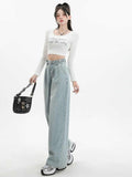 christmas outfit Tineit Women Light Blue Y2k Jeans Harajuku Baggy Denim Trousers Streetwear Vintage Japanese 2000s Style Jean Pants Trashy Clothes 2025