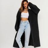 thanksgiving outfit Tineit Casual Knitted Solid Open Long Cardigan Women Retro Loose Soft Long Sleeve Maxi Sweaters Female Autumn Chic Street Outwear