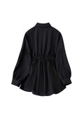 christmas outfit Tineit Women's Black Gothic Shirts and Blouses Y2k Vintage Harajuku 2000s Elegant Oversize Polo-Neck Long Sleeve Shirts Clothes Summer