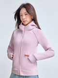 thanksgiving outfit Tineit Casual Plush Zipper Hooded Cardigan Coats Women Slim Fit Solid Pockets Fleece Sweatshirts Female Korean Autumn Chic Sportswear