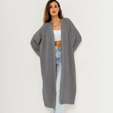 thanksgiving outfit Tineit Casual Knitted Solid Open Long Cardigan Women Retro Loose Soft Long Sleeve Maxi Sweaters Female Autumn Chic Street Outwear