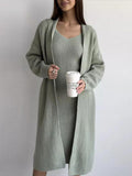 thanksgiving outfit Tineit Casual Knitted Sling Dresses Cardigan Set Women Loose Solid V-neck Knitwear Long Open Sweater Woman's Sets Autumn Chic Oufits