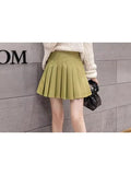 christmas outfit Tineit Women High Waist Pleat Skirt Vintage Harajuku Fashion Above Knee Length Mini PU Faux Leather Ladies Skirt 2025 Autumn Winter New