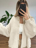 thanksgiving outfit Tineit Retro Knitted Single Breasted Cardigan Women Casual Loose Solid O-neck Long Sleeve Sweaters Female Autumn Chic Simple Knitwear