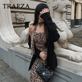 cold weather outfits Tineit 2024 Spring Summer Streetwear LEOPARD Print Women Suits Fashion Strapless Sleeveless Tops+Chic Elegant Pencil Long Skirts