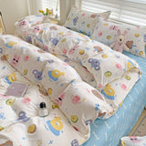 Tineit Summer Bedding Set 2024 Ins Twin Queen Duvet Cover Flat Sheet Pillowcase No Filler Girl Boys Hotel Home Bed Linens