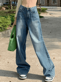 Tineit Faded Denim Baggy Boyfriend Jeans