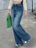 Tineit Faded Denim Baggy Boyfriend Jeans