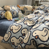 Tineit Ins Nordic Pastoral Style blue Floral Duvet Cover With Pillow Case Princess Bed Sheet Kids Girls Bedding Set King Queen Cute