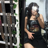 Tineit Y2K Punk style Graphic Print bustier Camisole 90s Vintage Aesthetics gothic Grunge Crop Top Women Slim Fit  vest Harajuku EMO