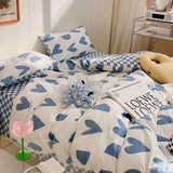 Tineit Cute Bedding Set Fashion Single Double Size Flat Sheet Duvet Cover Pillowcase Soft Microfiber Boys Girls Bed Linen