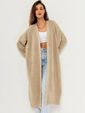 thanksgiving outfit Tineit Casual Knitted Solid Open Long Cardigan Women Retro Loose Soft Long Sleeve Maxi Sweaters Female Autumn Chic Street Outwear