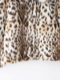 Tineit Faux Fur Leopard Print Short Coat Women Single Breasted Loose Turn-down Collar Fashion Chic Jacket 2025 Autumn Luxury Outwear