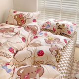 Tineit Cute Rabbit Bedding Set No Filling Pink Blue Boys Girls Favorite Single Double Duvet Cover Flat Sheet Pillowcase Kit New 2024