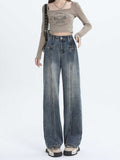 christmas outfit Tineit Women Blue Baggy Jeans Harajuku Oversize Straight Denim Trousers Y2k 90s Vintage Japanese 2000s Style Jean Pants Trashy Clothes