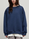 Tineit Solid Crew Neck Oversized Sweatshirt