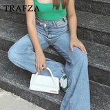 cold weather outfits Tineit 2024 Autumn Winter Casual Women Jeans Fashion Streetwear Vintage Pockets Tierred High Waist Chic Ladies Long Denim Pants