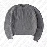 Tineit Solid color knitted striped sweater fashionable pure cotton Harajuku Y2K top retro American commuter hop rock loose mens sweater