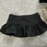 Tineit Y2K retro casual chic women's striped skirt pure short zipper A-line skirt tube skirt new fashion summer mini skirt Hot Girl