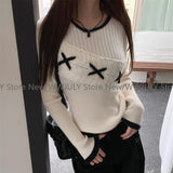 Tineit Korean Style Elegant Sweaters Sweet Vintage Long Sleeve Knitted Pullover Autumn Winter Patchwork Sweaters Aesthetics Chic