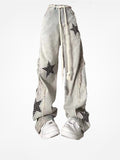 christmas outfit Tineit Women Baggy Star Jeans Fashion Vintage 2000s Y2k 90s Pippie Denim Trousers Korean Retro High Waist Wide Leg Cowboy Pants Clothes