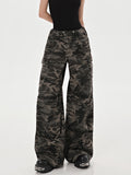 christmas outfit Tineit Women Camouflage Cargo Pants Y2k 90s Fashion Baggy High Waist Trousers Korean Harajuku Straight Wide Leg Pants Emo 2000s Clothes