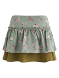 Tineit Floral Print Ruffle Mini Skirt