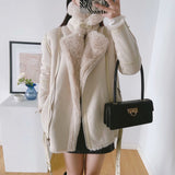 Tineit 2024 Fall Fashion Fur Jacket With Lamb Hair Belt