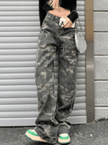 Tineit Green Camo Washed Cargo Jeans