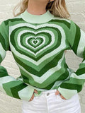 Tineit Heart Jacquard Argyle Jumper Sweater