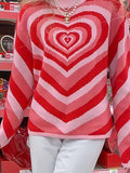 Tineit Heart Jacquard Argyle Jumper Sweater