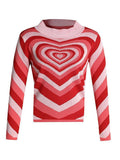 Tineit Heart Jacquard Argyle Jumper Sweater