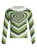 Tineit Heart Jacquard Argyle Jumper Sweater