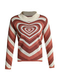 Tineit Heart Jacquard Argyle Jumper Sweater