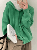 Tineit Hooded Button Front Knit Cardigan