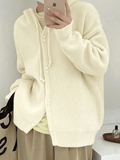 Tineit Hooded Button Front Knit Cardigan