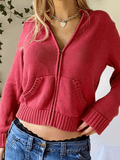 Tineit Hooded Crop Knit Cardigan