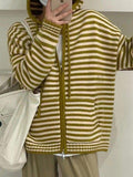 Tineit Hooded Striped Long Sleeve Knit Cardigan