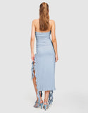 Tineit Light Blue Rushed Strapless Midi Dress