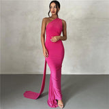 Tineit Style 2024 Summer New Women's Sexy Backless Neck Bag Hip Slim-fit Evening Dress For Dress Women