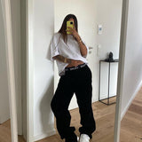 Tineit American Retro White Solid Color T-shirt Women's Summer European And American High Street Loose T-shirt Oversize Top