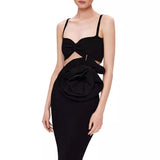 Tineit Wish Hot Sale Women's Flower Bandage Dress Simple High-end Niche Evening Dress Elegant