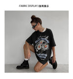 Tineit American Retro Black Oversize Short-sleeved T-shirt Women's Summer Fashion Brand Design Niche Hot Girl Top