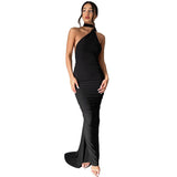 Tineit Style 2024 Summer New Women's Sexy Backless Neck Bag Hip Slim-fit Evening Dress For Dress Women