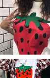 Tineit American Style Retro White Strawberry Short-sleeved T-shirt Women's Summer Vintage Design Niche Half-sleeved Top