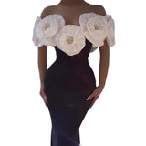 Tineit High-end Women's High-end Summer White Flower Bandage Dress Women's High-end French Light Evening Dress