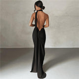 Tineit Style 2024 Summer New Women's Sexy Backless Neck Bag Hip Slim-fit Evening Dress For Dress Women