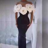 Tineit High-end Women's High-end Summer White Flower Bandage Dress Women's High-end French Light Evening Dress