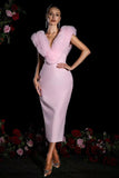 Tineit 2024 Women's Fashion High-end Temperament Long Gauze Flower Bandage Dress Pink Elegant Dress Wholesale